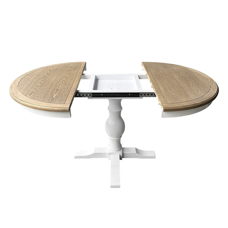 French Provincial Pedestal Round 100-150cm Extendable Dining Table NATURAL ASH 4–6 Seater