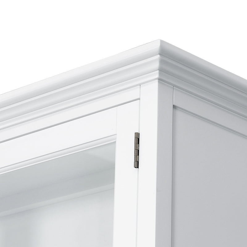 Hamptons Louvre 2 Glass Door Hutch Display and Buffet Cabinet Bookcase Cupboard