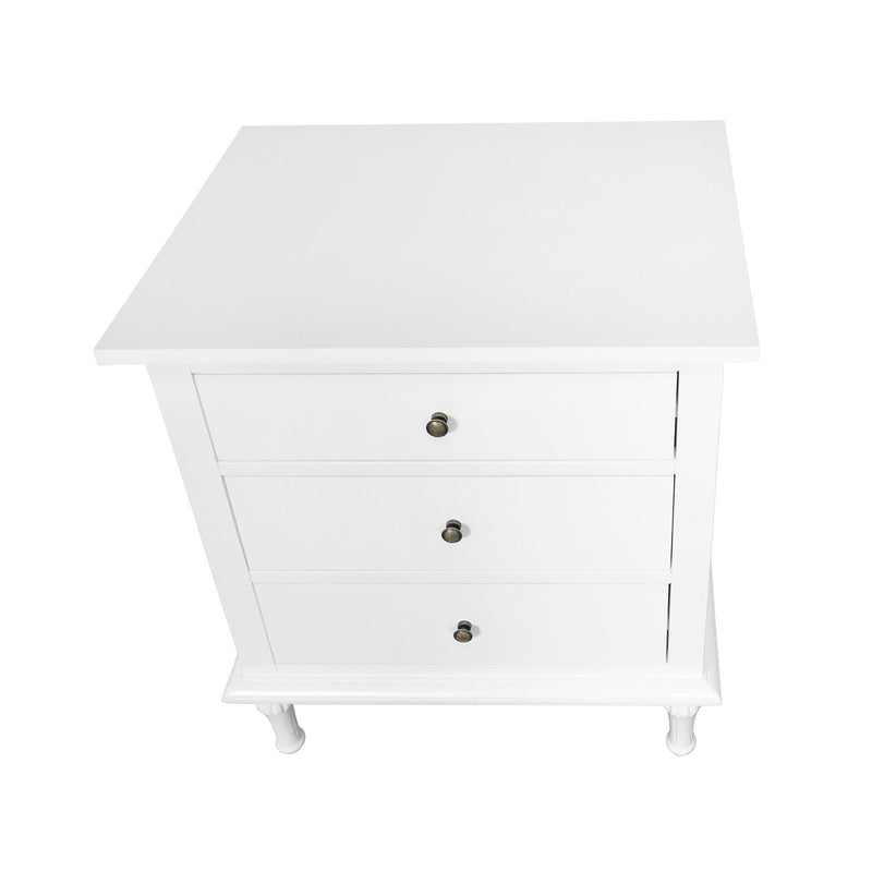 Hamptons Heritage 3 Drawer Bedside Lamp Table