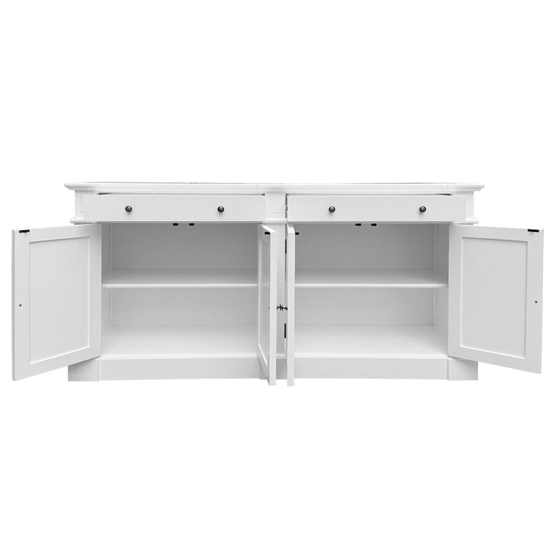 Harbourline Classic Hamptons Panelled Sideboard Buffet & Console Cabinet with 4 Doors & 2 Drawers