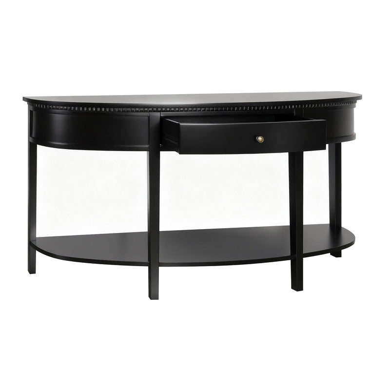 Hamptons Coastal Half-Moon Curve Hallway Console Table Dentil Molding Design