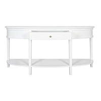 Hamptons Coastal Half-Moon Curve Hallway Console Table Dentil Molding Design