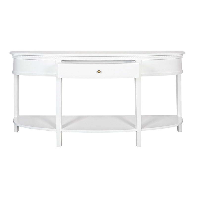 Hamptons Coastal Half-Moon Curve Hallway Console Table Dentil Molding Design