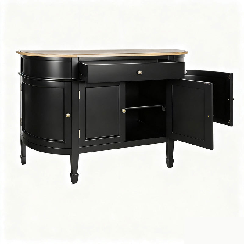 Hamptons Coastal Curve Sideboard Buffet & Ash Top Console Cabinet
