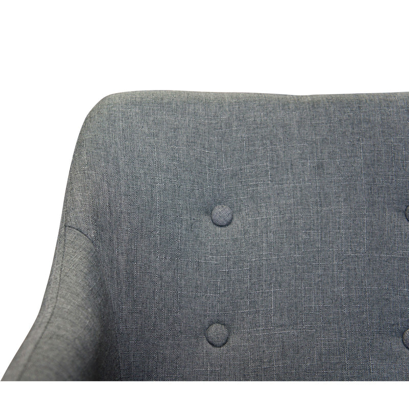 Set of 2 Upholstered Modern Fabric Dining Arm Chairs Grey