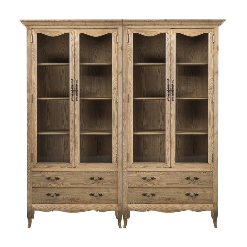 French Provincial Display Cabinet & Bookcase Natural Ash/ Modular Design