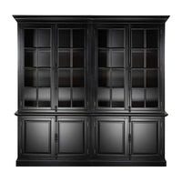 French Provincial Casement Double Glass Door Display Buffet and Hutch Cabinet Bookcase