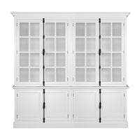 French Provincial Casement Double Glass Door Display Buffet and Hutch Cabinet Bookcase