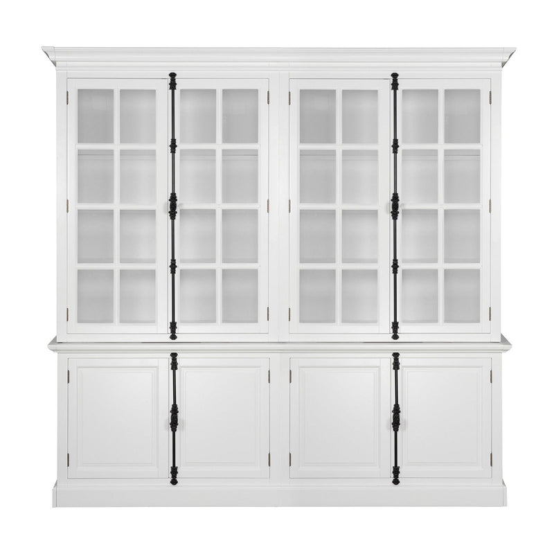 French Provincial Casement Double Glass Door Display Buffet and Hutch Cabinet Bookcase