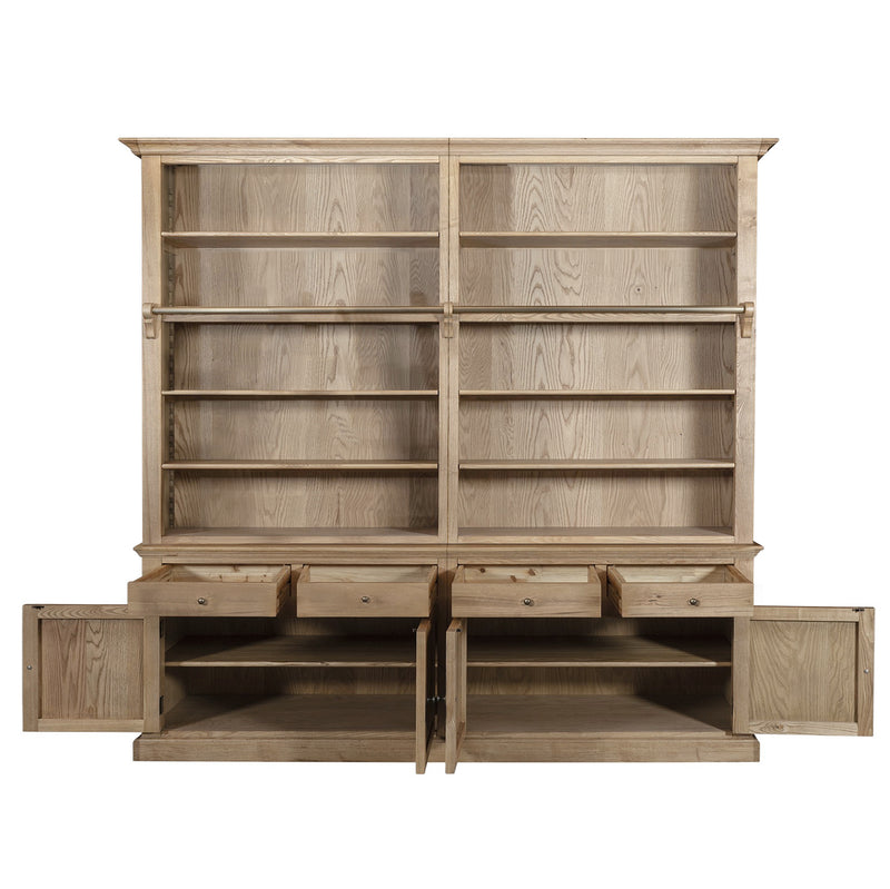 Hamptons Halifax Open Extendable Bookcase with Ladder 250-368cm