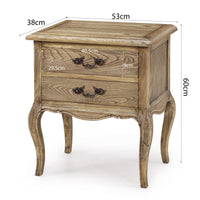 French Provincial Provence 2 Drawer Bedside Lamp Table