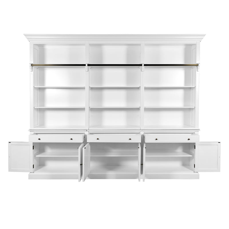 Hamptons Halifax 3 Bay Buffet and Hutch Bookcase with Ladder