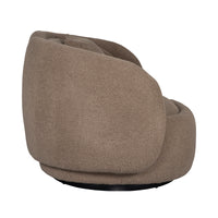 Tulip Blossom Boucle Swivel Lounge Armchair in Soft Butter Cream/Black Sesame/Olive