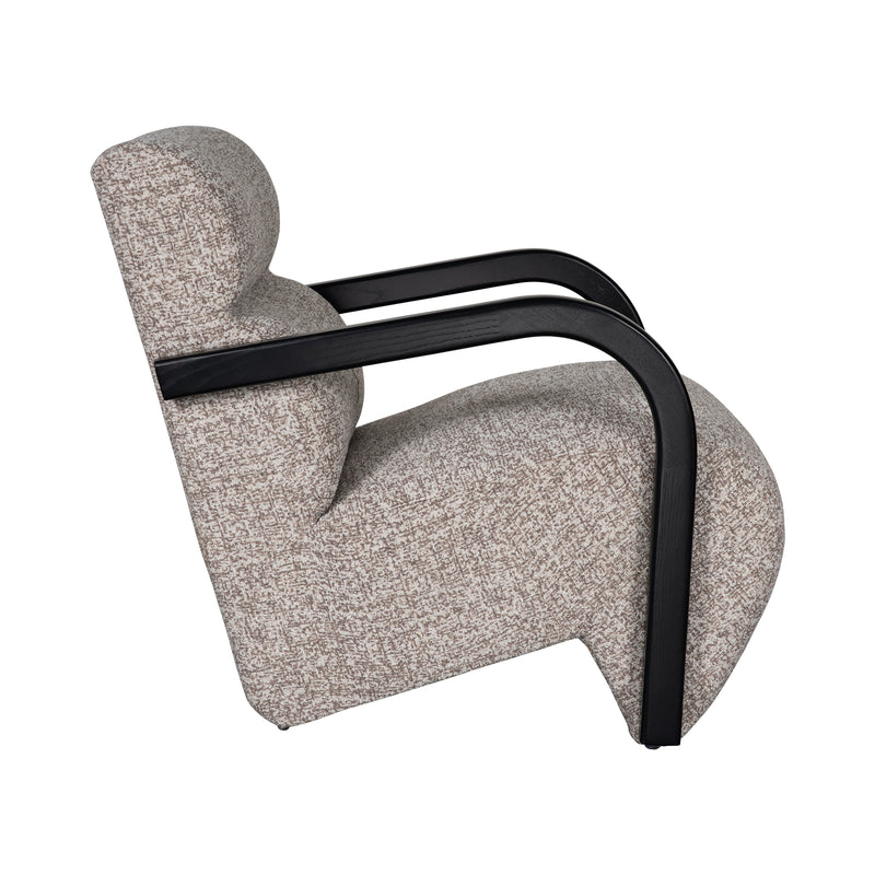 The Mosaic Bouclé Lounge Armchair with Black / Natural Frame in French Mist Grey / Toasted Oatmeal / Butter Cream