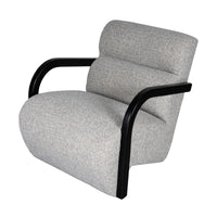 The Mosaic Bouclé Lounge Armchair with Black / Natural Frame in French Mist Grey / Toasted Oatmeal / Butter Cream