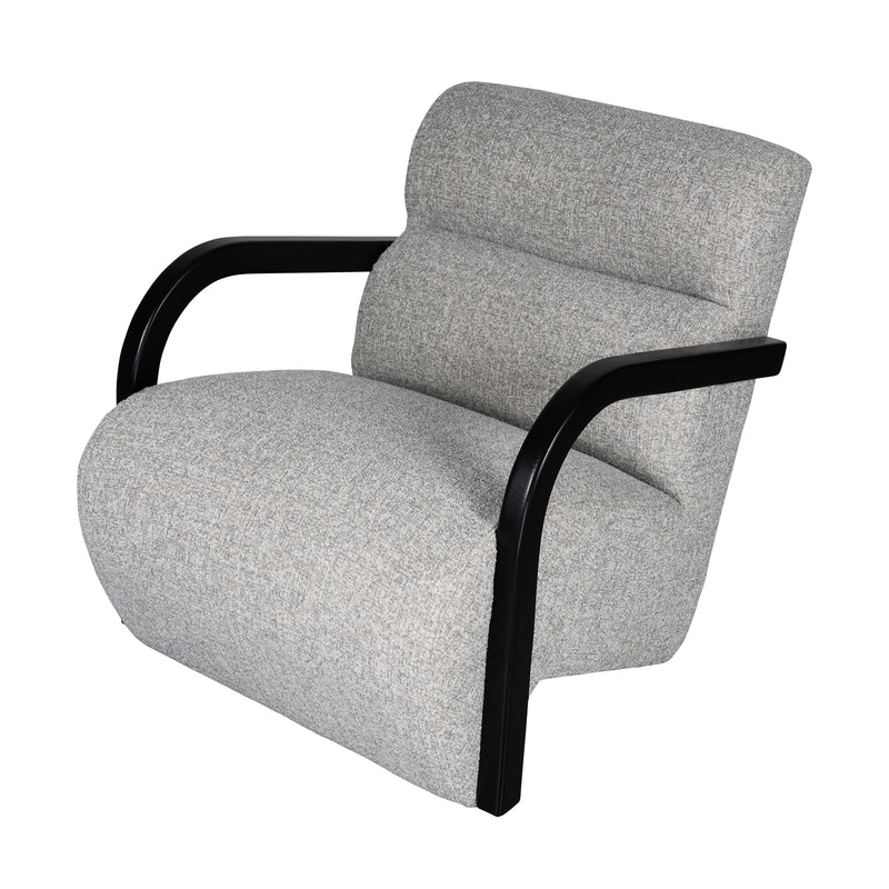 The Mosaic Bouclé Lounge Armchair with Black / Natural Frame in French Mist Grey / Toasted Oatmeal / Butter Cream