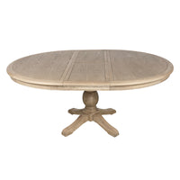 French Provincial Farmhouse 140-180cm Pedestal Extendable Round Dining Table Elm wood