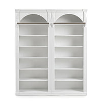 Hamptons Heritage Open Library Arched Extendable Bookshelf/Bookcase with Ladder 100cm - 300cm Wide