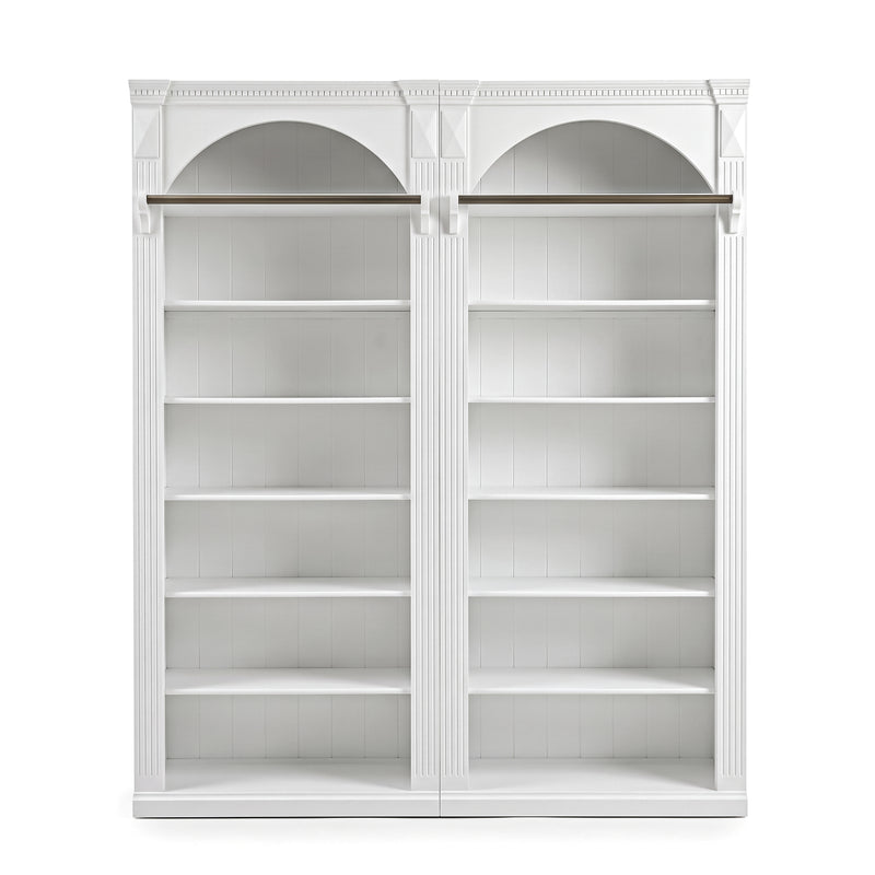 Hamptons Heritage Open Library Arched Extendable Bookshelf/Bookcase with Ladder 100cm - 300cm Wide