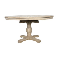 New England Hamptons Round Dining Table with Dentil Molding in Natural Ash Pedestal Base 150cm-190cm