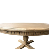 Hamptons Round Dining Table with Dentil Molding in Natural Ash Pedestal Base150cm-190cm