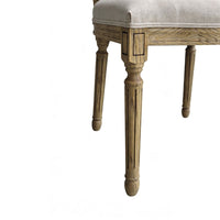 Set of 2 French Provincial / Hamptons Classic Oak Dining Chair with Natural Rattan Cane Back & Beige White Cushion