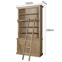 Hamptons Halifax Open Extendable Bookcase with Ladder 250-368cm