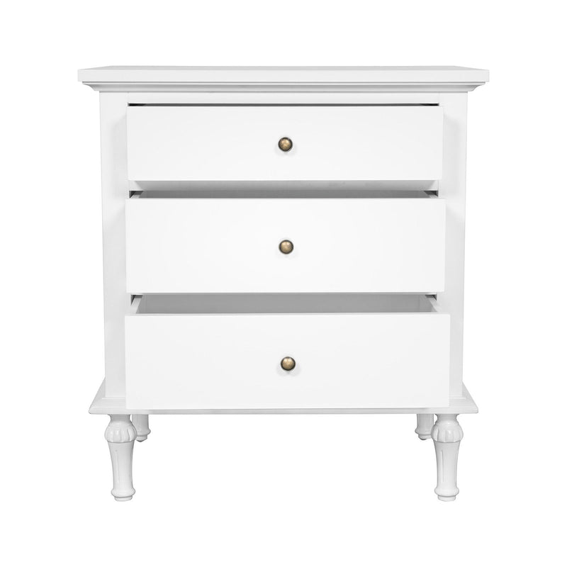 Hamptons Heritage 3 Drawer Bedside Lamp Table