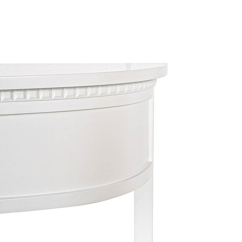 Hamptons Coastal Half-Moon Curve Hallway Console Table Dentil Molding Design