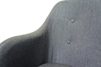 Set of 2 Upholstered Modern Fabric Dining Arm Chairs Grey