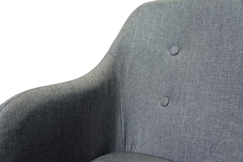 Set of 2 Upholstered Modern Fabric Dining Arm Chairs Grey