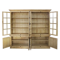 French Provincial Casement Double Glass Door Display Buffet and Hutch Cabinet Bookcase