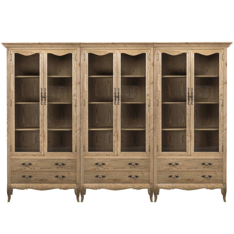 French Provincial Display Cabinet & Bookcase Natural Ash/ Modular Design