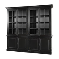 French Provincial Casement Double Glass Door Display Buffet and Hutch Cabinet Bookcase
