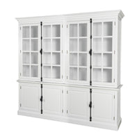 French Provincial Casement Double Glass Door Display Buffet and Hutch Cabinet Bookcase