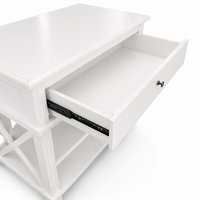 Hamptons Coastal Cross 1 Drawer Bedside Table with Shelf