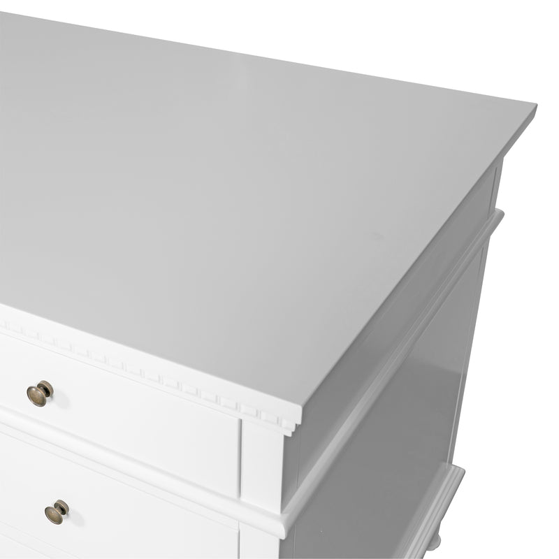 New England Hamptons Executive Desk with Dentil Moulding & Turned Legs – 6 Drawer 1 cupboard Pedestal Study Desk