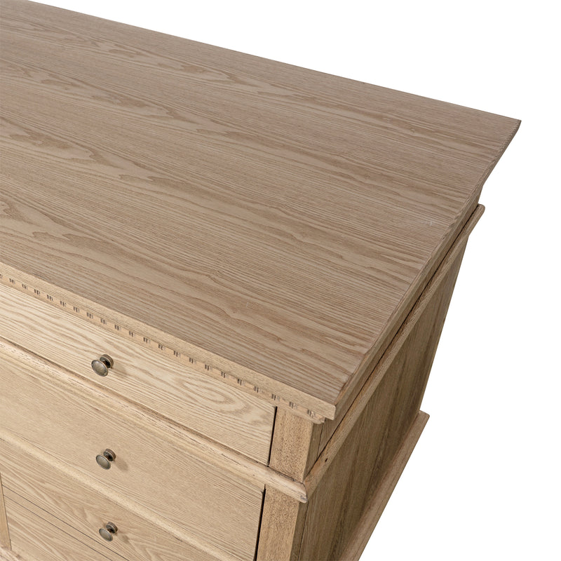 New England Hamptons Executive Desk with Dentil Moulding & Turned Legs – 6 Drawer 1 cupboard Pedestal Study Desk