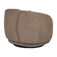 Tulip Blossom Boucle Swivel Lounge Armchair in Soft Butter Cream/Black Sesame/Olive