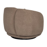 Tulip Blossom Boucle Swivel Lounge Armchair in Soft Butter Cream/Black Sesame/Olive