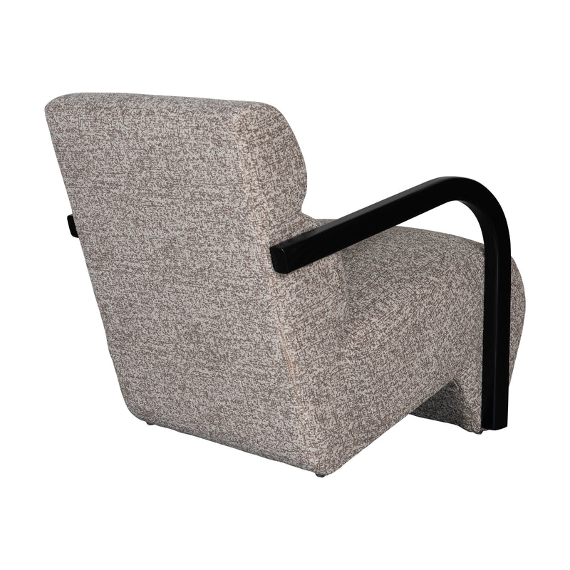 The Mosaic Bouclé Lounge Armchair with Black / Natural Frame in French Mist Grey / Toasted Oatmeal / Butter Cream