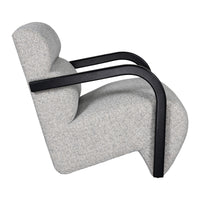 The Mosaic Bouclé Lounge Armchair with Black / Natural Frame in French Mist Grey / Toasted Oatmeal / Butter Cream