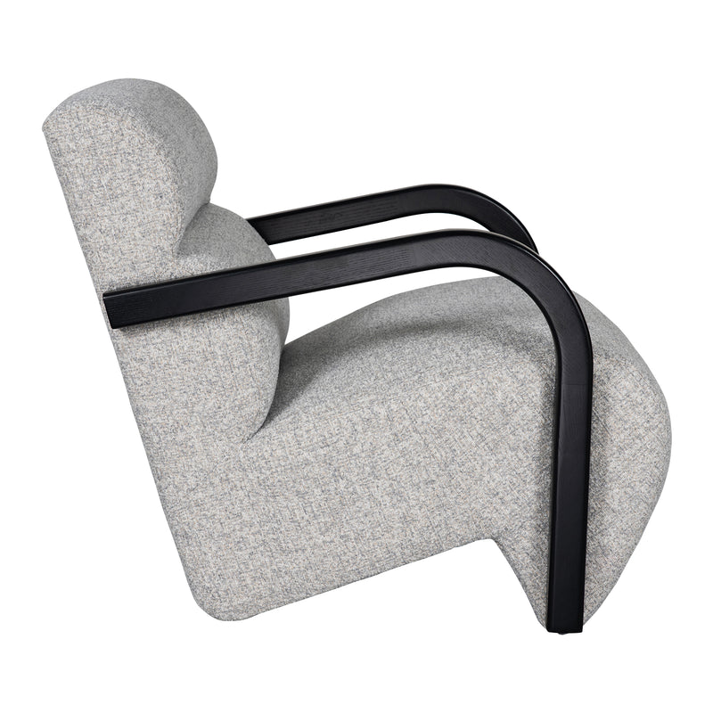 The Mosaic Bouclé Lounge Armchair with Black / Natural Frame in French Mist Grey / Toasted Oatmeal / Butter Cream