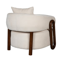 Luna Loop Boucle Armchair with Wooden Armrest in Afternoon Brown / Butter Cream