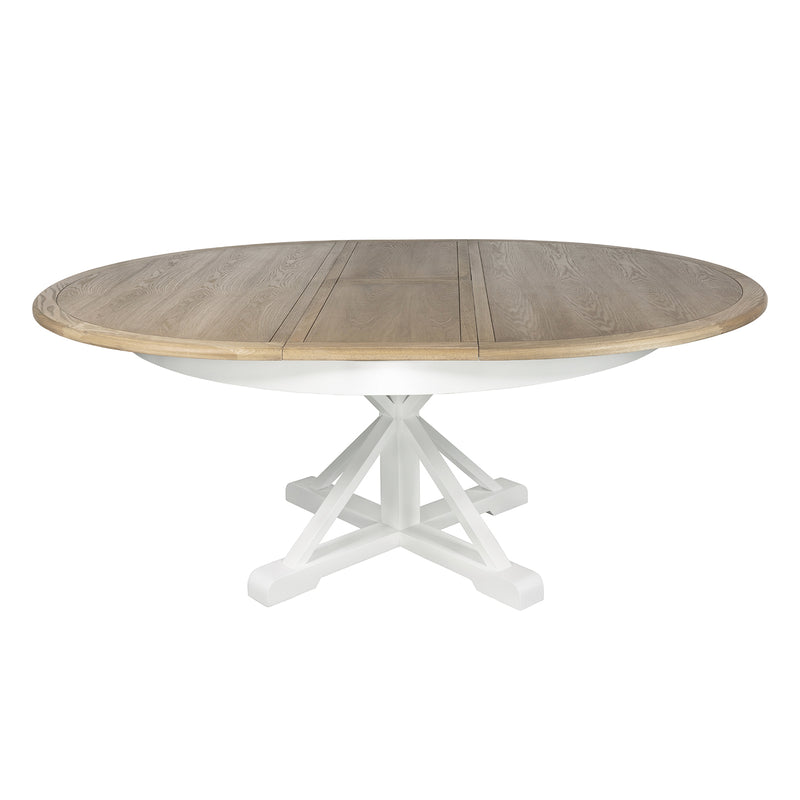 Hamptons Sorrento 150-190cm Round Extendable Trestle Dining Table