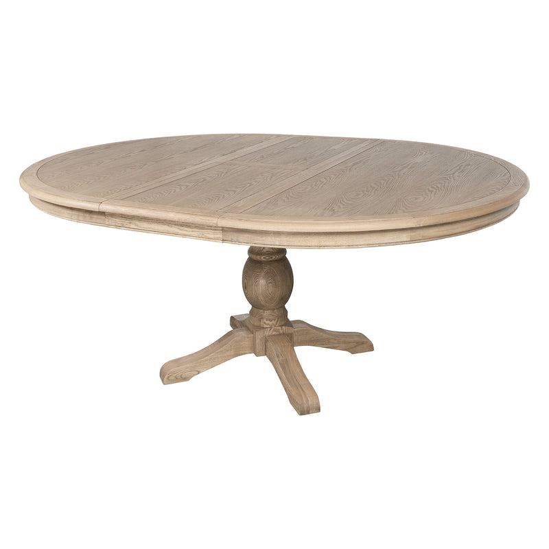 French Provincial Farmhouse 140-180cm Pedestal Extendable Round Dining Table Elm wood