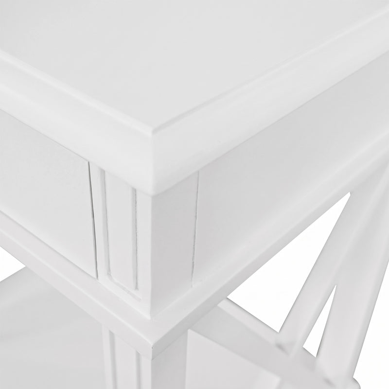 Hamptons Coastal Cross 1 Drawer Bedside Table