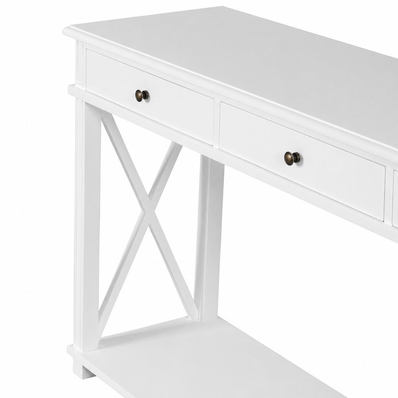 Hamptons Halifax Side Cross 3 Drawer Console Hall Table