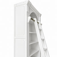 Hamptons Heritage Open Library Arched Extendable Bookshelf/Bookcase with Ladder 100cm - 300cm Wide