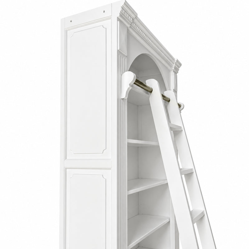 Hamptons Heritage Open Library Arched Extendable Bookshelf/Bookcase with Ladder 100cm - 300cm Wide